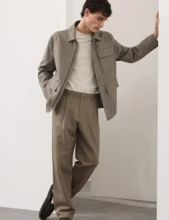 Relaxed Fit Cotton Linen Blend Trousers