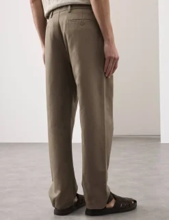 Relaxed Fit Cotton Linen Blend Trousers