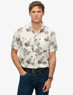 Relaxed Fit Cotton Linen Hawaiian Shirt