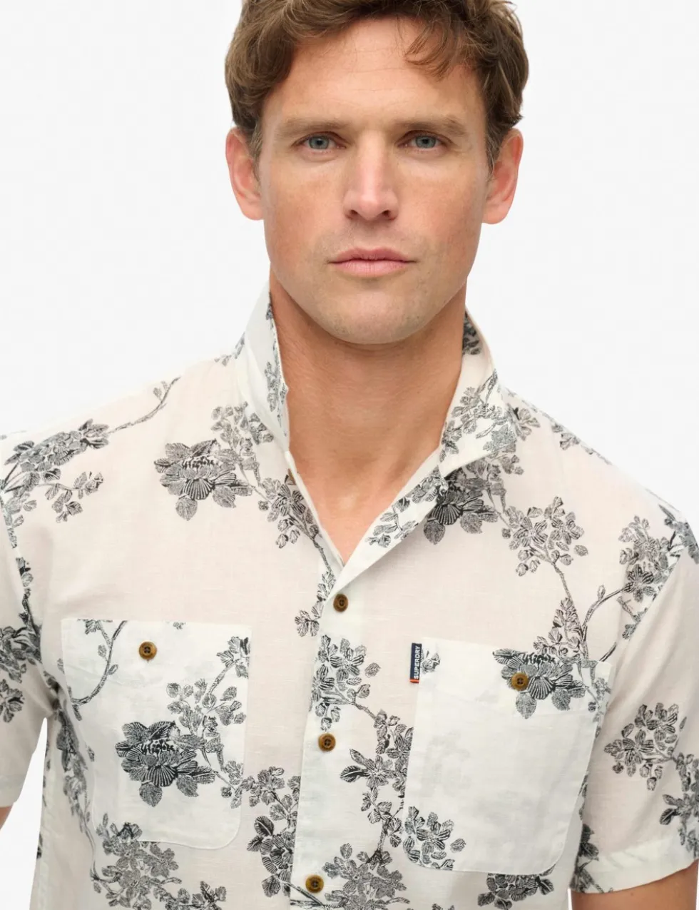 Relaxed Fit Cotton Linen Hawaiian Shirt