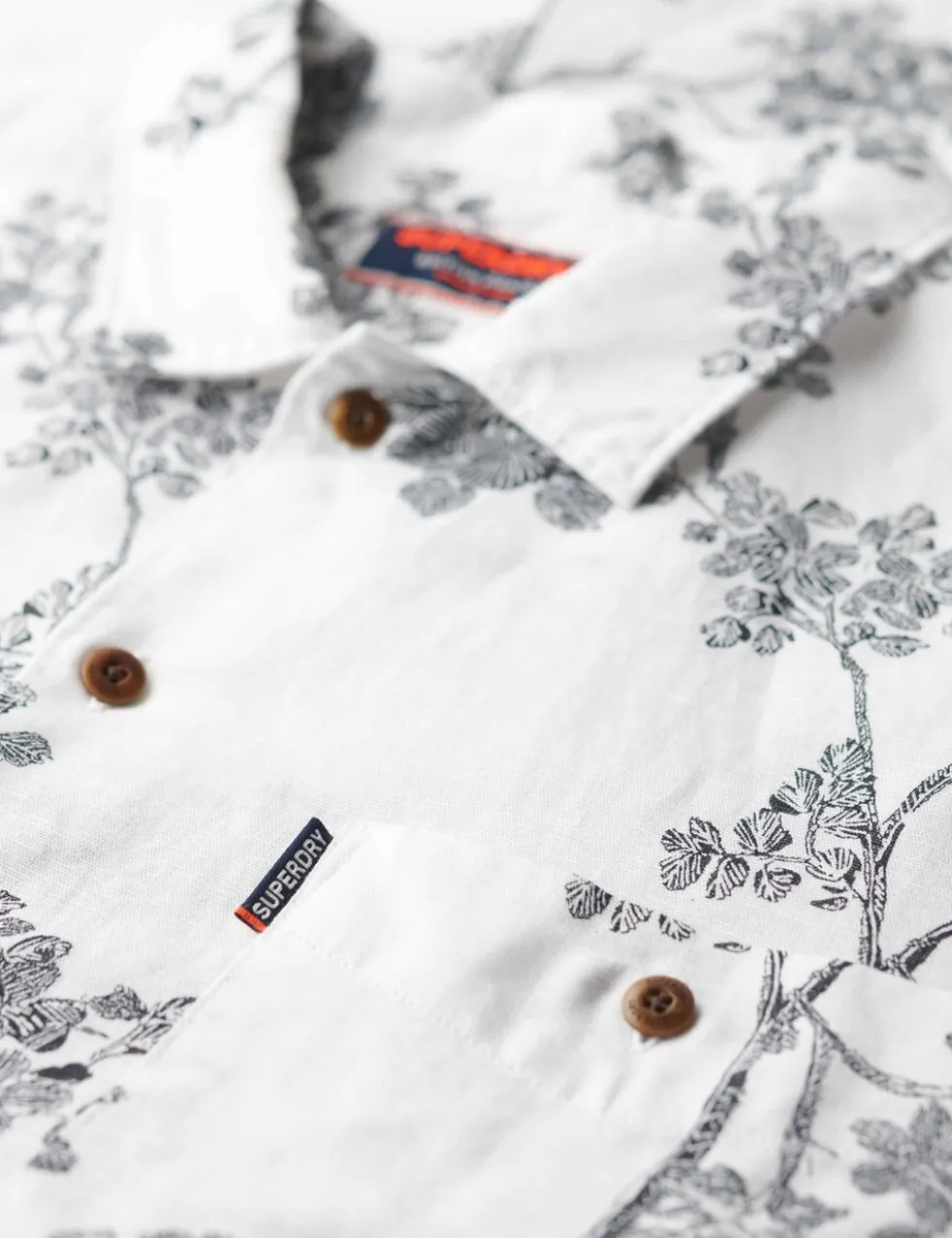 Relaxed Fit Cotton Linen Hawaiian Shirt