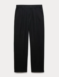 Relaxed Fit Cotton Linen Blend Trousers