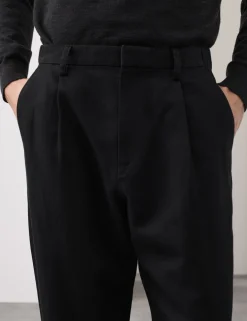 Relaxed Fit Cotton Linen Blend Trousers