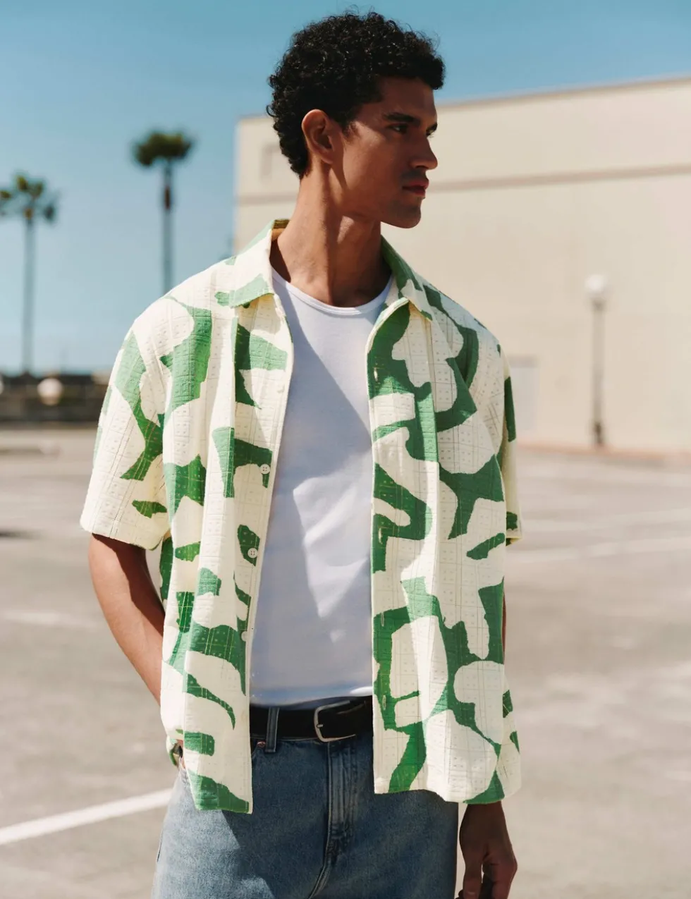 Relaxed Fit Cotton Rich Abstract Print Shirt