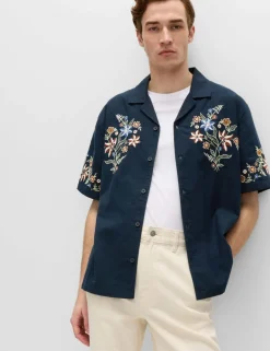 Relaxed Fit Cotton Rich Embroidered Short Sleeve Shirt