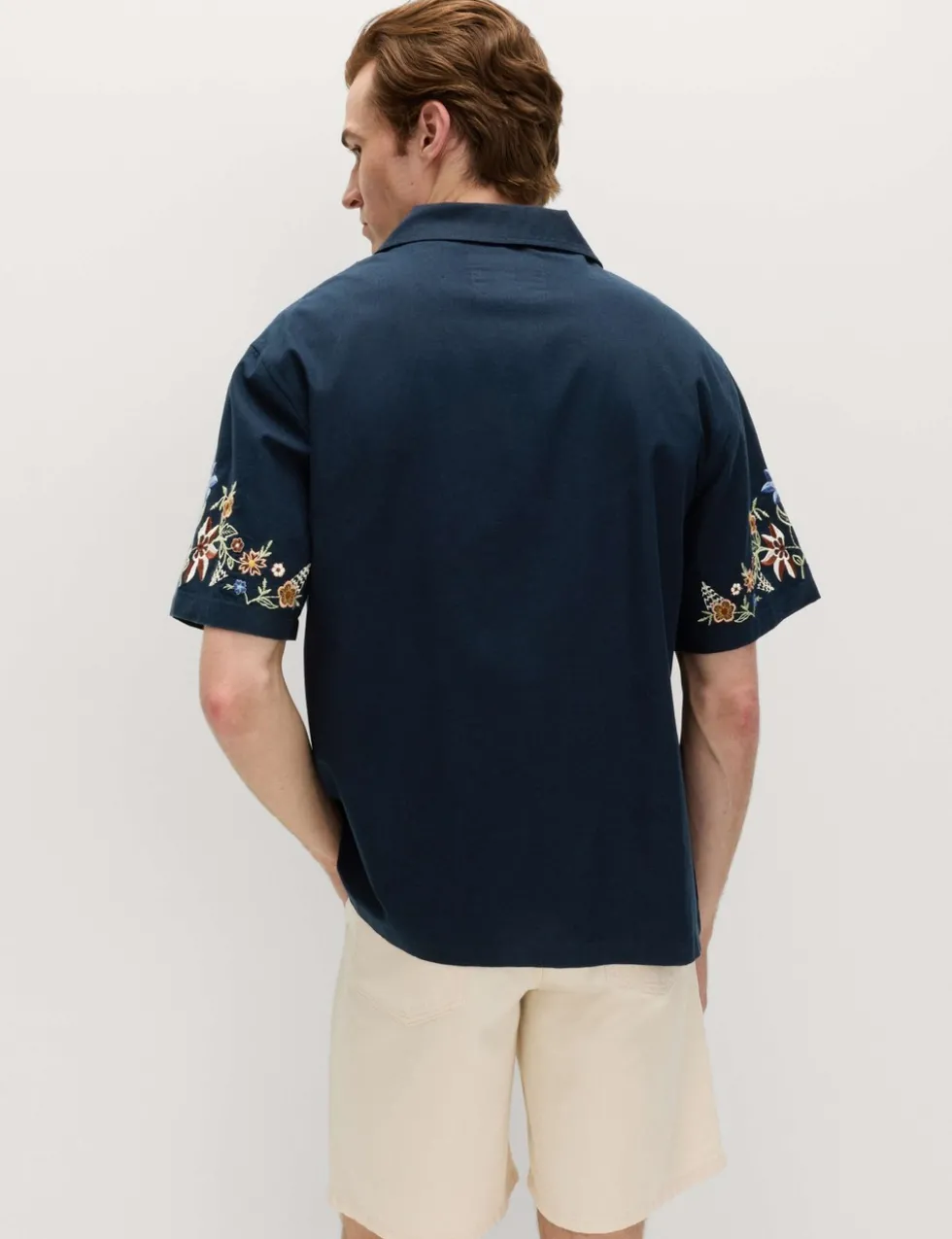 Relaxed Fit Cotton Rich Embroidered Short Sleeve Shirt