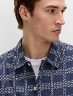 Relaxed Fit Cotton Rich Embroidered Short Sleeve Shirt