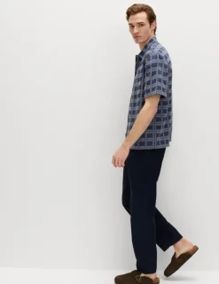 Relaxed Fit Cotton Rich Embroidered Short Sleeve Shirt
