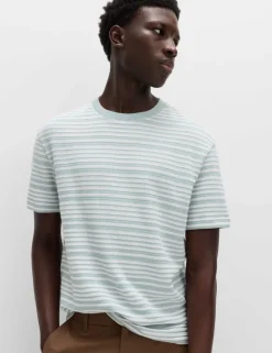 Relaxed Fit Cotton Rich Textured Striped T-Shirt
