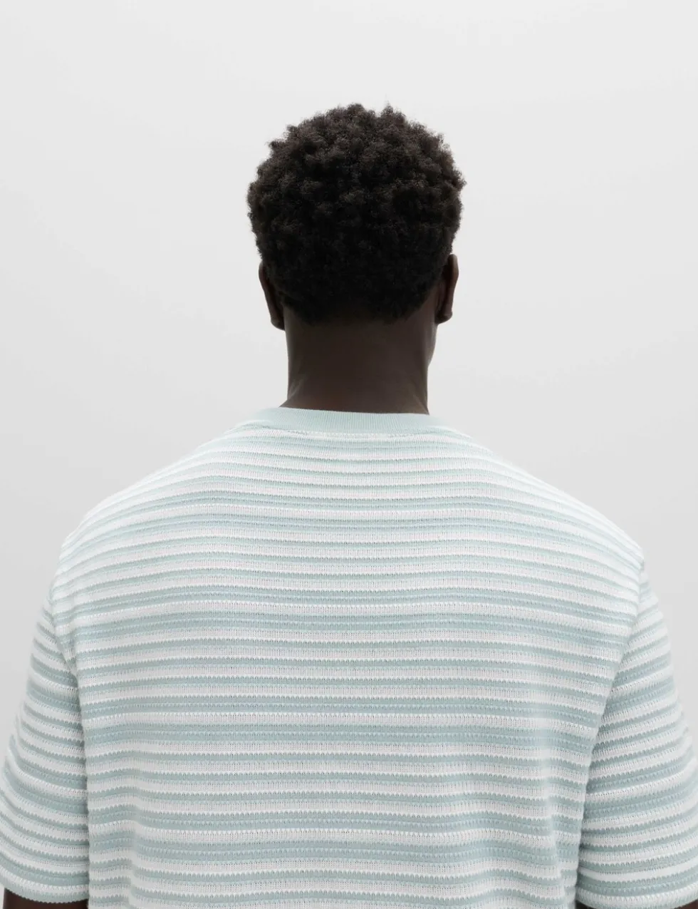Relaxed Fit Cotton Rich Textured Striped T-Shirt