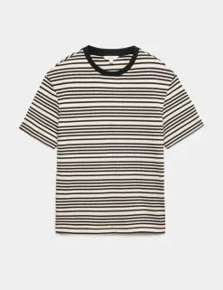 Relaxed Fit Cotton Rich Textured Striped T-Shirt