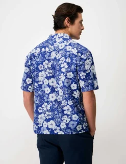 Relaxed Fit Linen and Cotton Floral Shirt