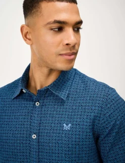 Relaxed Fit Linen Blend Geometric Shirt