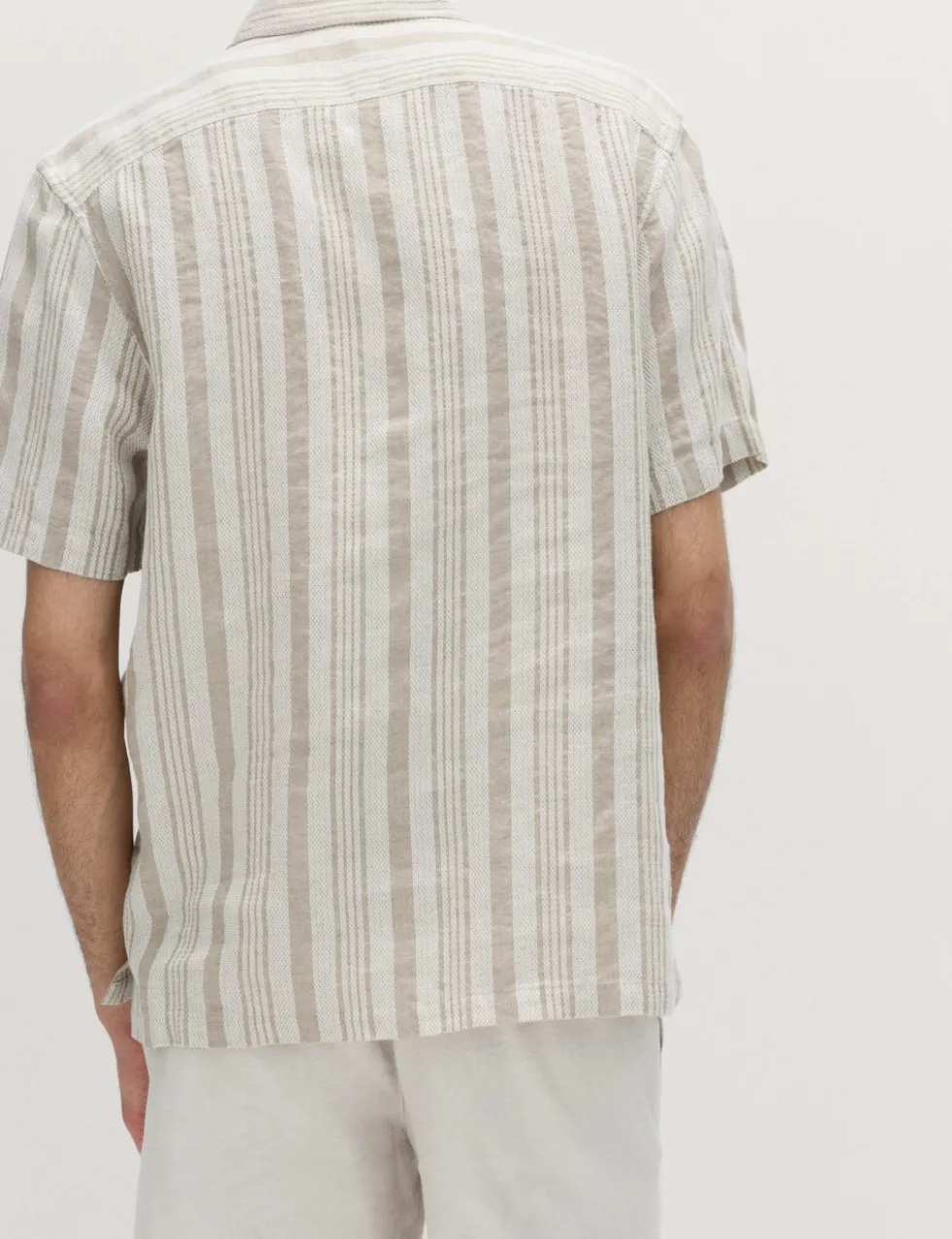 Relaxed Fit Linen Rich Striped Short Sleeve Shirt