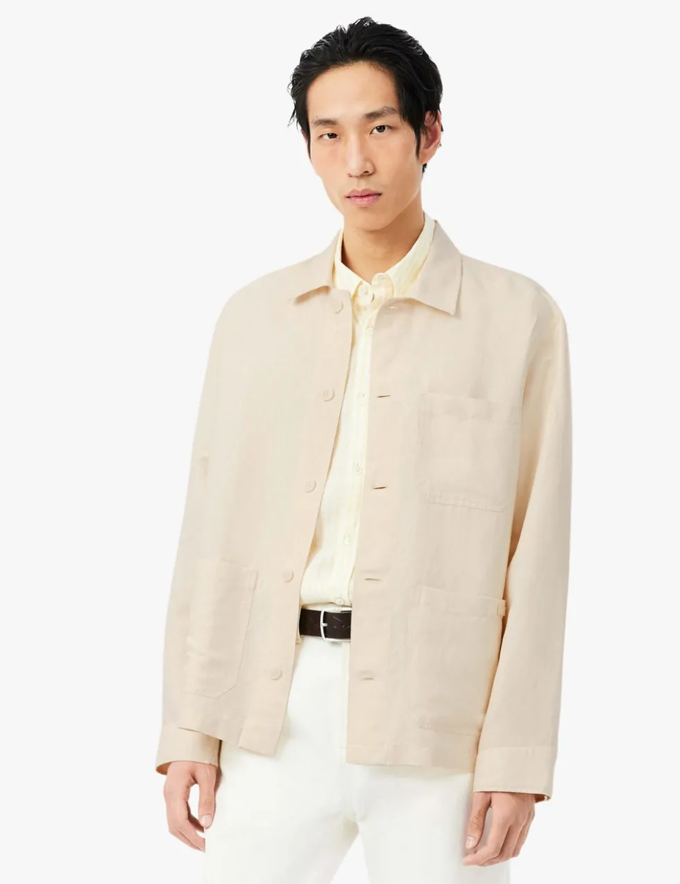 Relaxed Fit Linen Rich Twill Overshirt