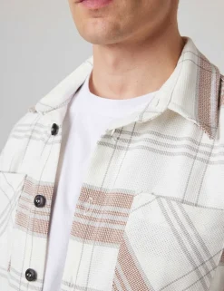 Relaxed Fit Pure Cotton Checked Overshirt