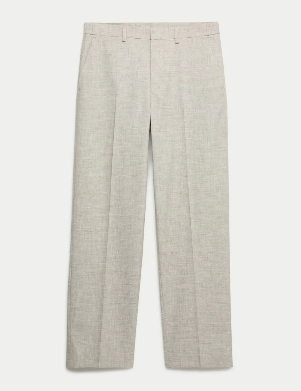 Relaxed Fit Textured Pleat Front Trousers