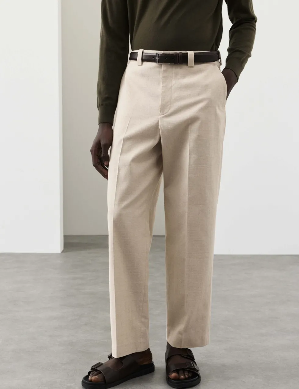Relaxed Fit Textured Trousers