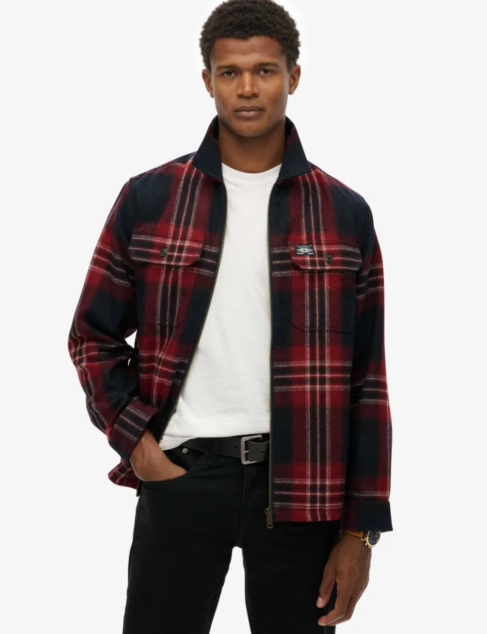 Relaxed Fit Wool Blend Checked Overshirt