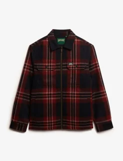 Relaxed Fit Wool Blend Checked Overshirt