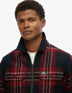 Relaxed Fit Wool Blend Checked Overshirt