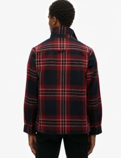 Relaxed Fit Wool Blend Checked Overshirt