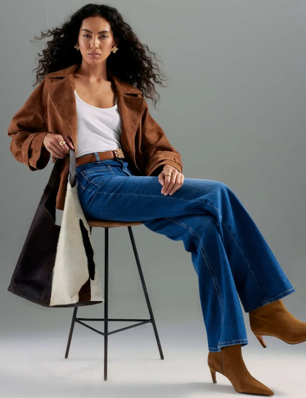 Relaxed High Waisted Flared Jeans