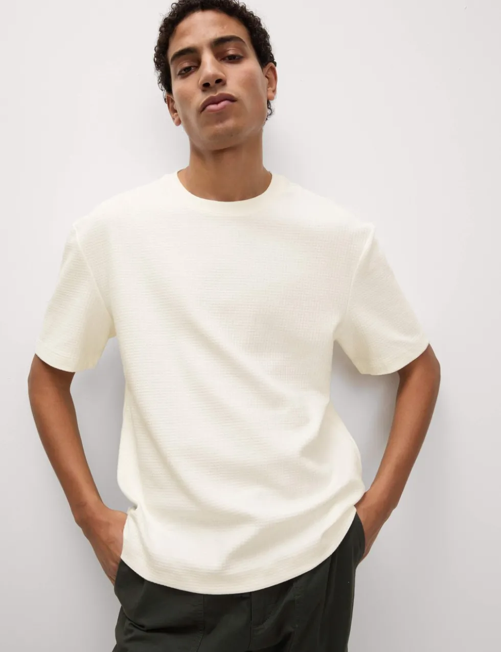 Relaxed Pure Cotton Waffle T-Shirt