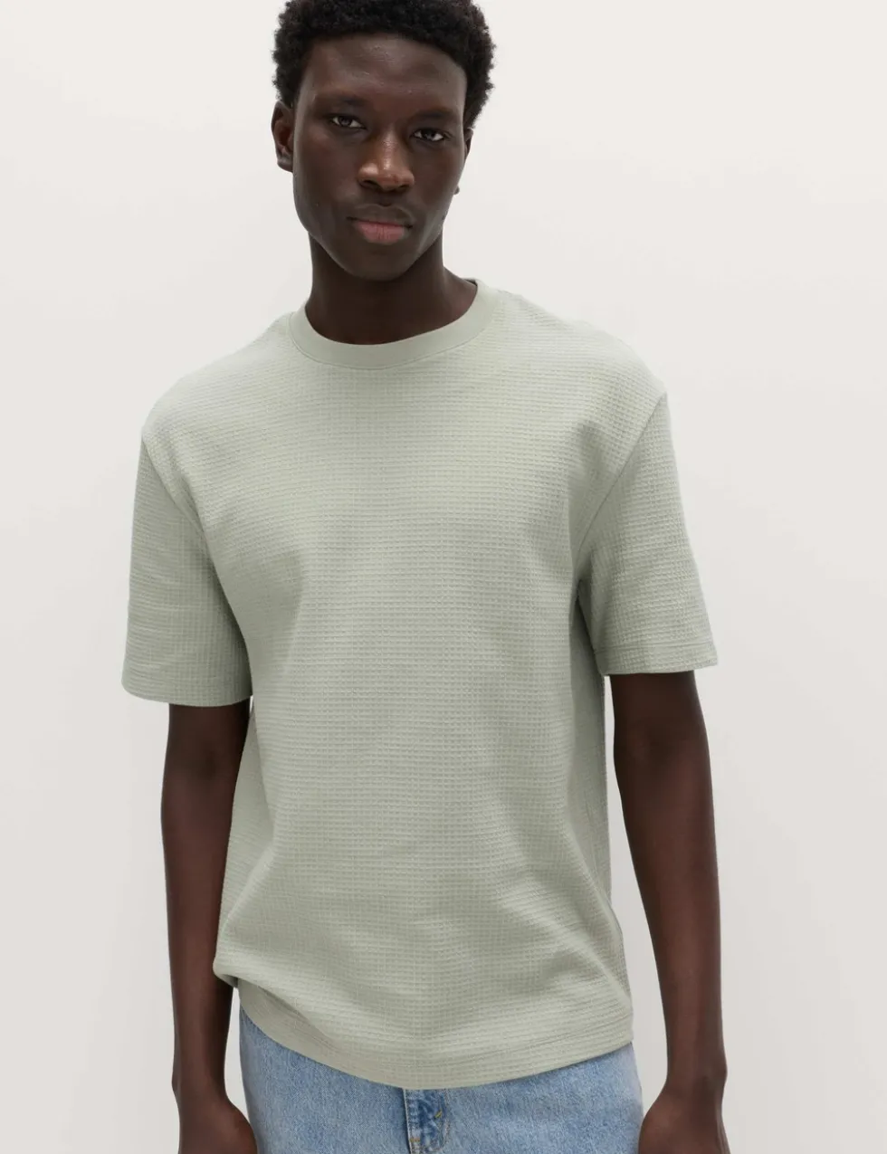 Relaxed Pure Cotton Waffle T-Shirt