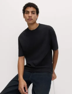 Relaxed Pure Cotton Waffle T-Shirt