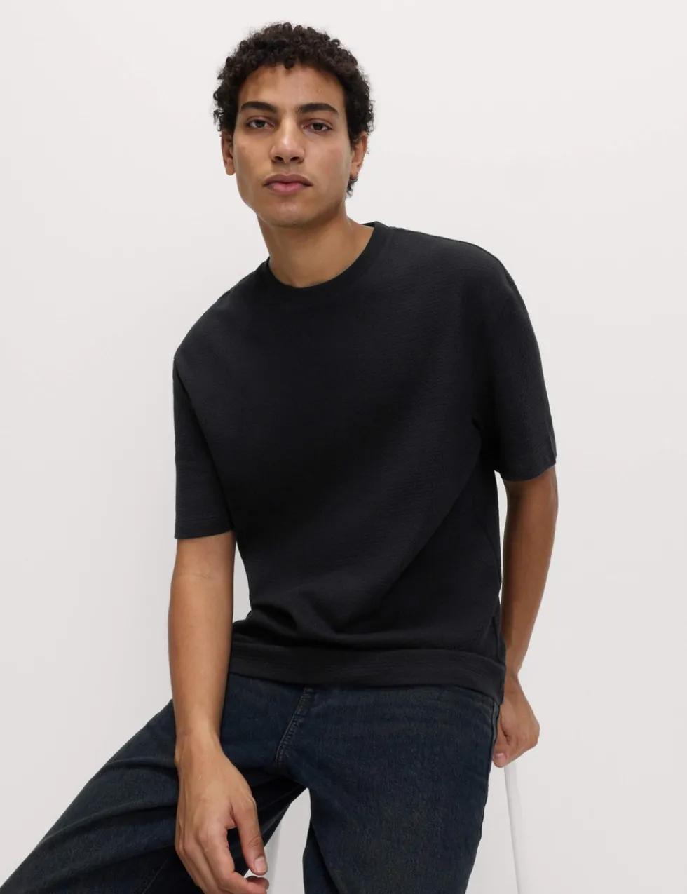 Relaxed Pure Cotton Waffle T-Shirt