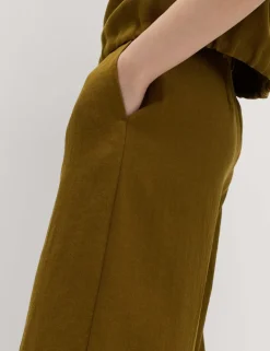 Relaxed Wide Leg Trousers With Linen