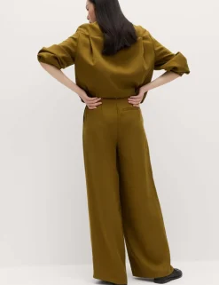Relaxed Wide Leg Trousers With Linen