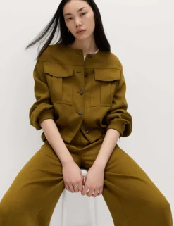 Relaxed Wide Leg Trousers With Linen