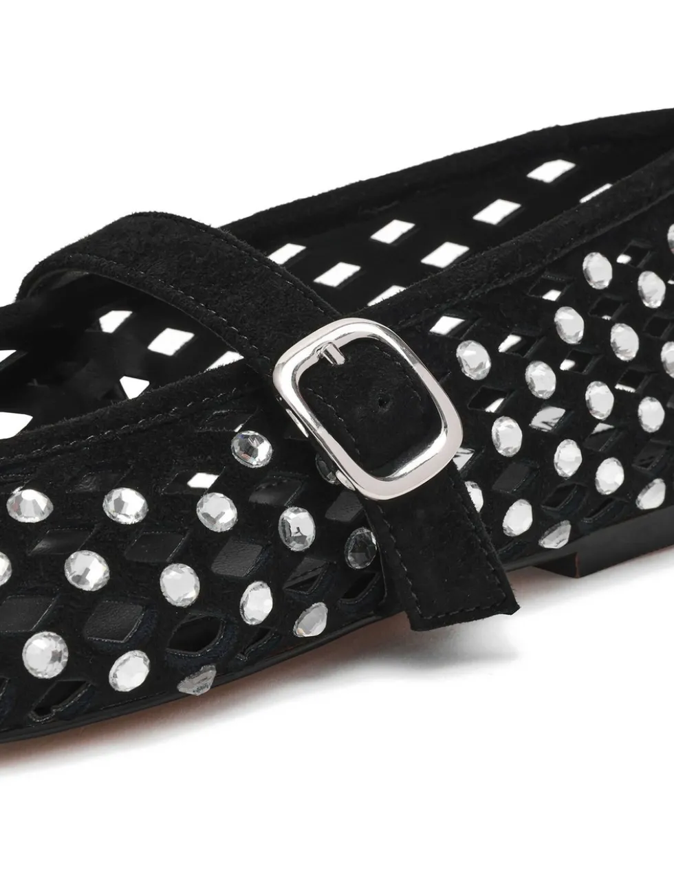 Rerun Suede Embellished Flat Pumps