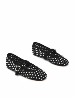 Rerun Suede Embellished Flat Pumps