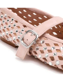 Rerun Suede Embellished Flat Pumps