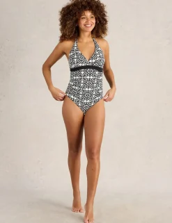 Reversible Printed Wrap Halterneck Swimsuit