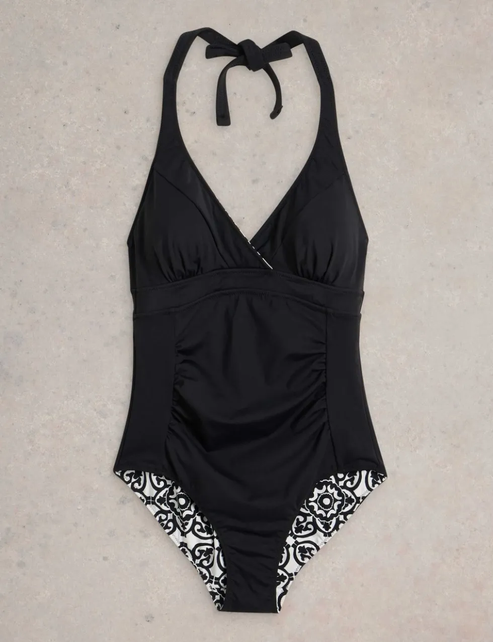 Reversible Printed Wrap Halterneck Swimsuit