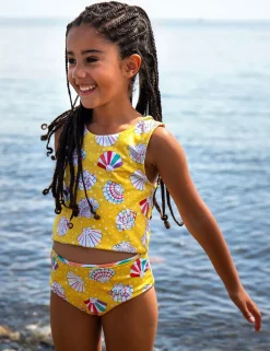 Reversible Shell & Striped Tankini (3-10 Yrs)