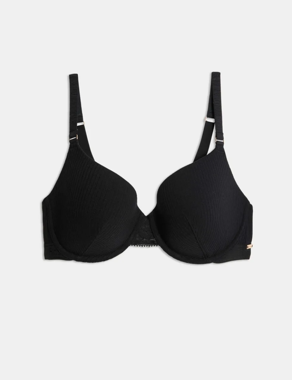Rib & Lace Wired Full Cup Lounge Bra A-E