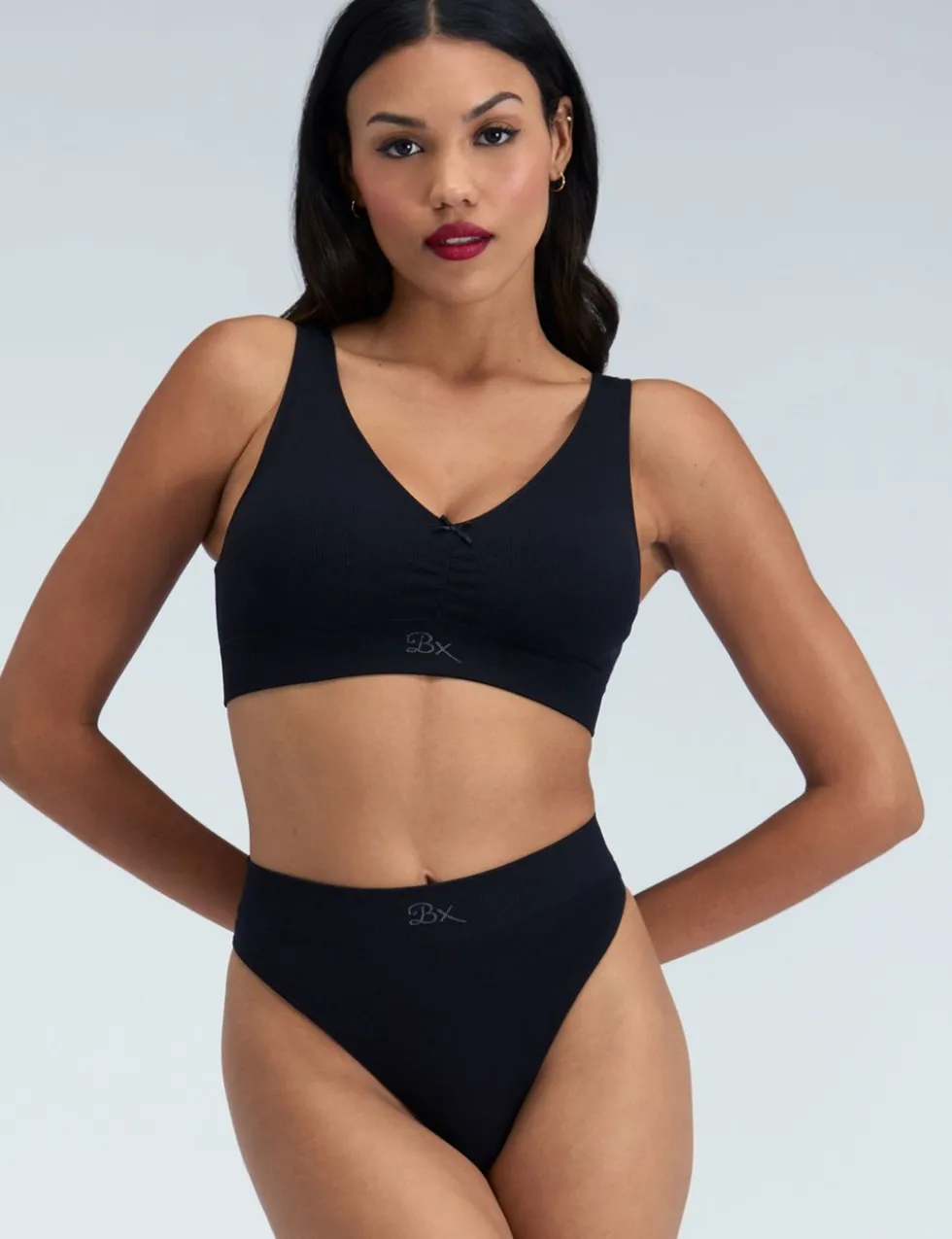 Rib Seamless Ruche Non Wired Bralette