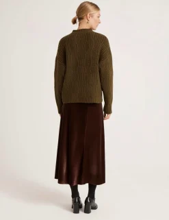 Ribbed Crew Neck Button Front Cardigan