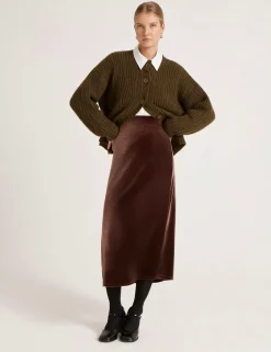 Ribbed Crew Neck Button Front Cardigan