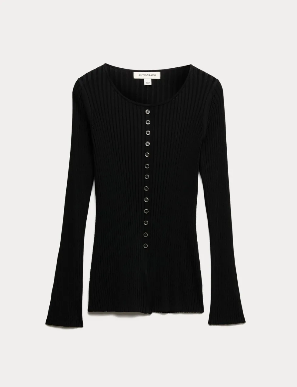 Ribbed Crew Neck Cardigan
