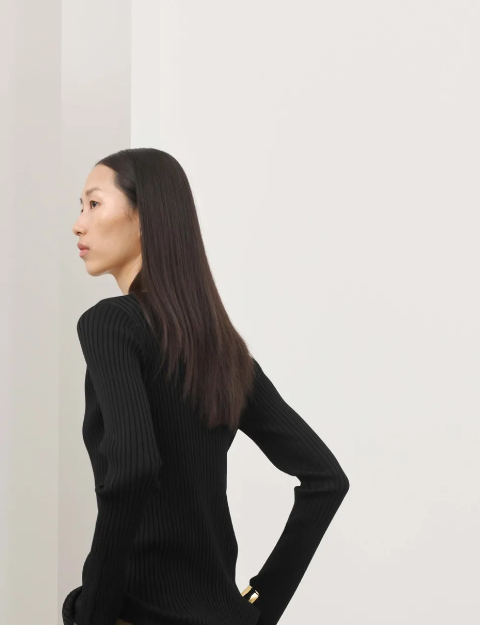 Ribbed Crew Neck Cardigan