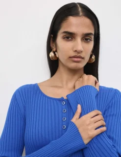 Ribbed Crew Neck Cardigan