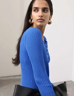 Ribbed Crew Neck Cardigan