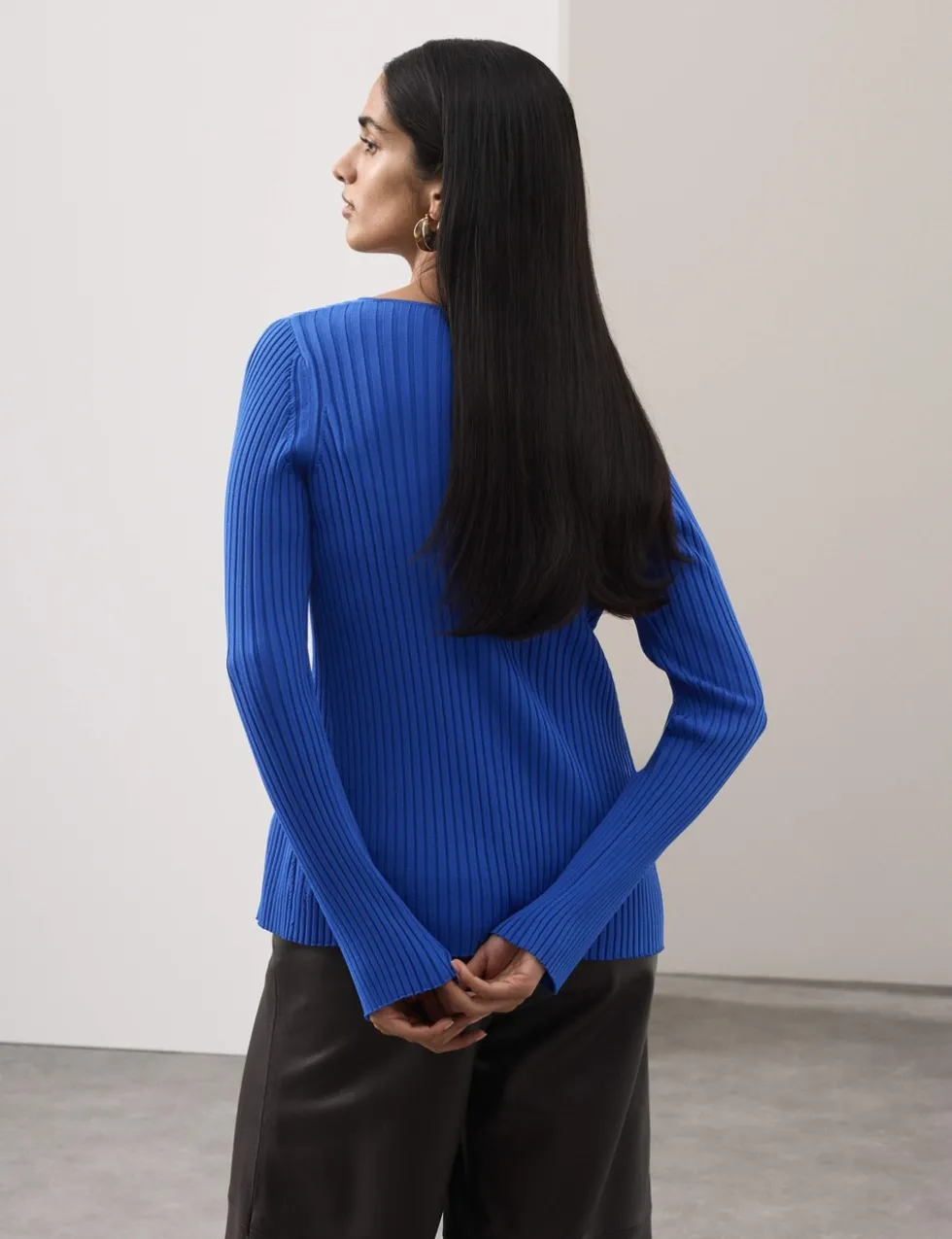 Ribbed Crew Neck Cardigan