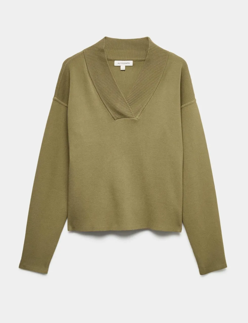 Ribbed Cropped V-Neck Jumper